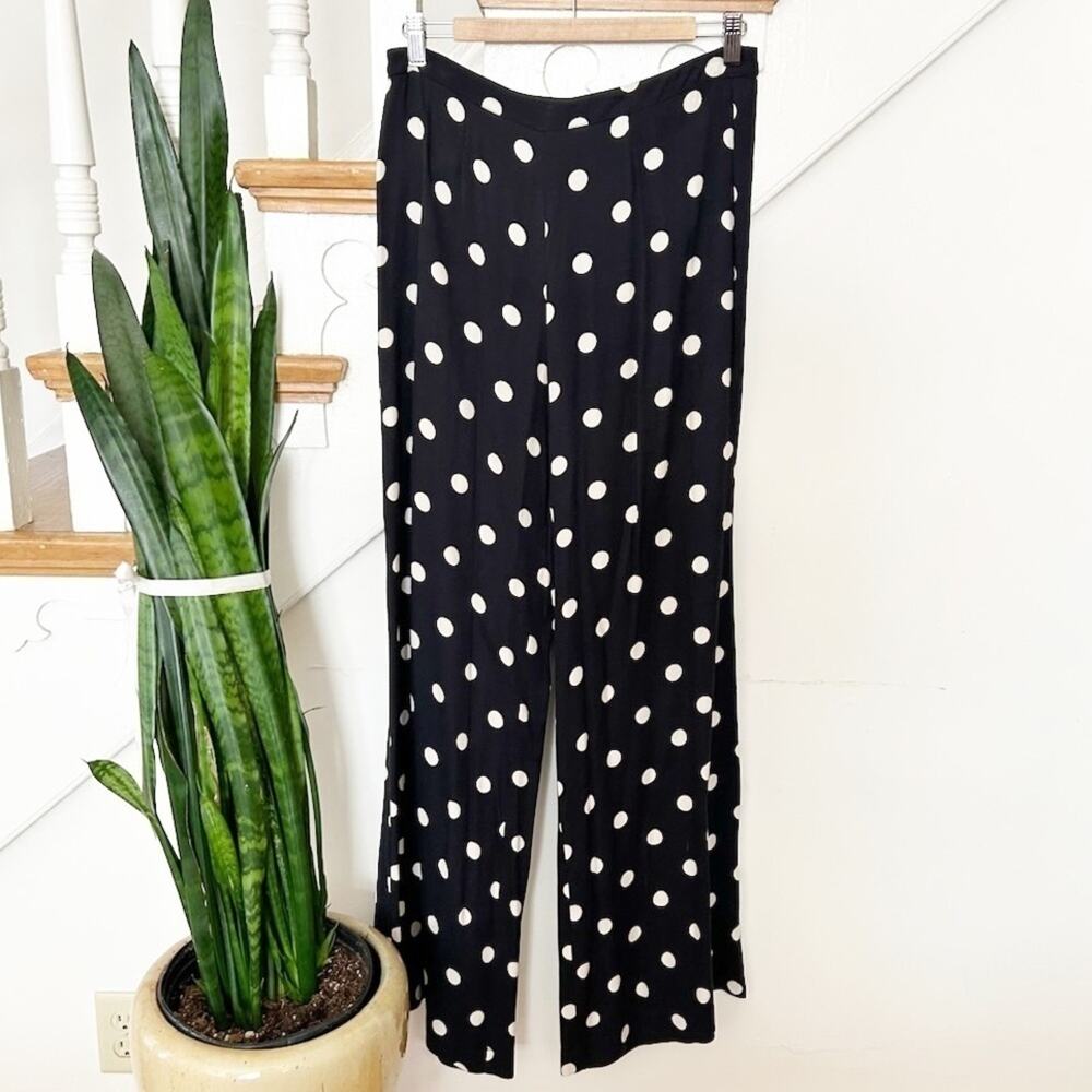 Reformation Black and White Polka Dot Wide Leg Pants